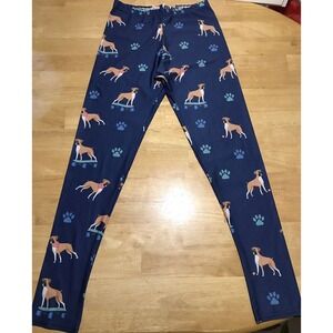 BRAVE‎ NEW LOOK Women's leggings Size XL Blue Dog Pup Skateboard Paws Yoga Pants